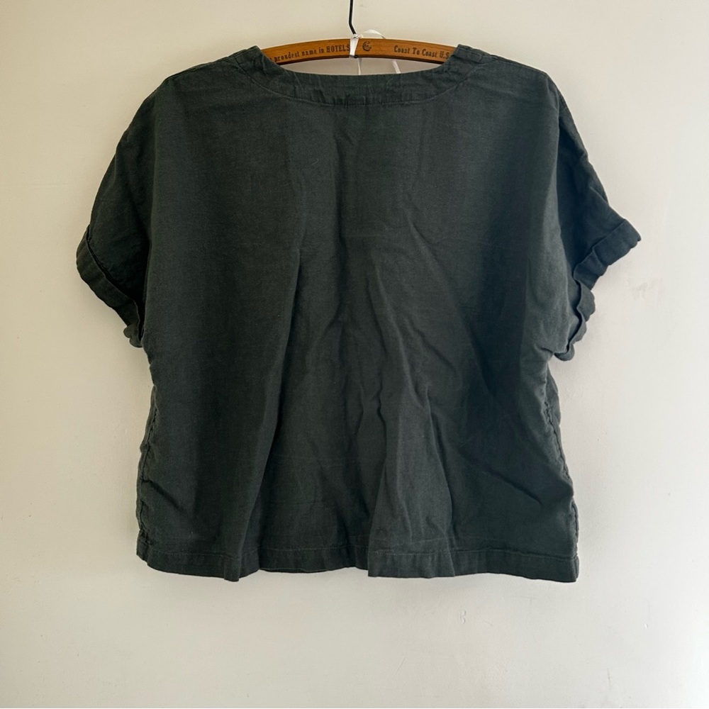 Universal Thread Green Eye Block Print Short Slee… - image 8